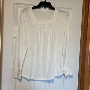 Elegant White Long Sleeve/Square Neck Blouse